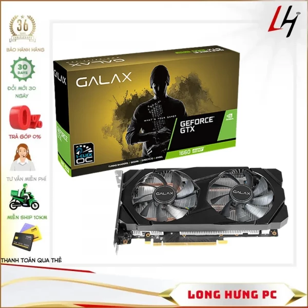 VGA GALAX GTX 1660 SUPER 1-CLICK OC 6G (6GB GDDR6, 192-bit, DVI+HDMI+DP, 1x8-pin)