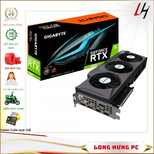 Gigabyte RTX 3080 EAGLE 12G (12GB GDD6X, 384-bit, HDMI +DP, 2x8-pin)