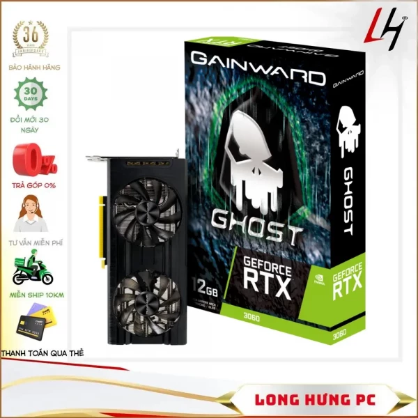 VGA Gainward GeForce RTX™ 3060 Ghost (12GB GDDR6, 192-bit, HDMI +DP, 1x8-pin)