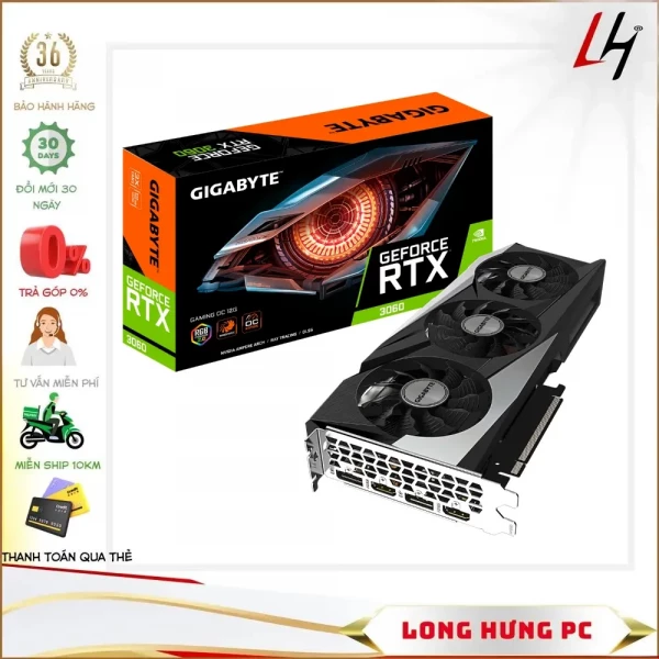 VGA GIGABYTE RTX 3060 12GB GAMING OC (12GB GDDR6, 192-bit, HDMI +DP, 1x8-pin)