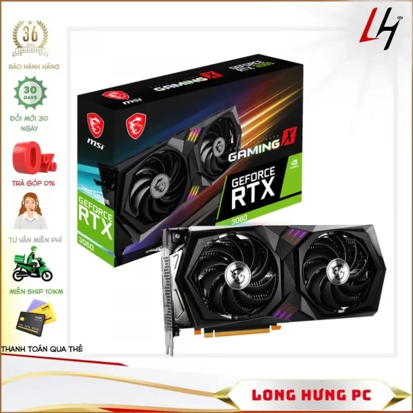 VGA MSI RTX 3060 12GB GAMING X (12GB GDDR6, 192-bit, HDMI +DP, 1x8-pin)