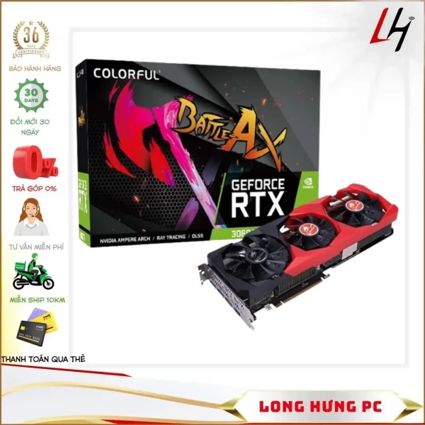 VGA Colorful GeForce RTX 3060 NB 12G-V (12GB GDDR6, 192-bit, HDMI +DP, 1x8-pin)