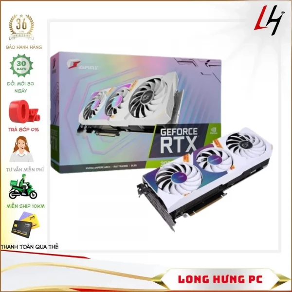 Card màn hình Colorful iGame RTX 3060 Ultra White OC 12G L-V (12GB GDDR6, 192-bit, HDMI +DP, 1x8-pin)