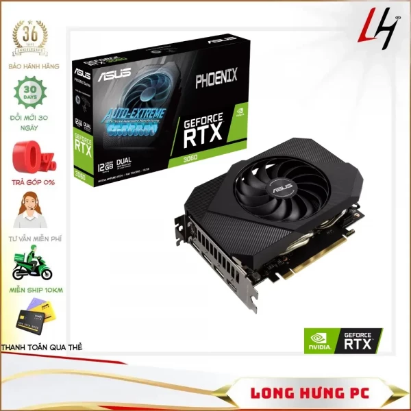 VGA ASUS Phoenix GeForce RTX 3060 V2 12GB GDDR6 (12GB GDDR6, 192-bit, HDMI +DP, 1x8-pin)