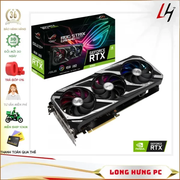 VGA ASUS ROG STRIX RTX 3060 12GB GAMING (12GB GDDR6, 192-bit, HDMI +DP, 1x8-pin)