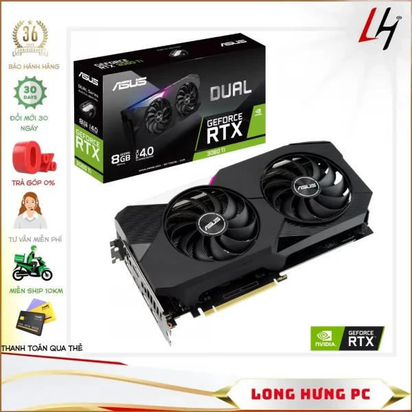 VGA ASUS DUAL RTX 3060 Ti 8GB (8GB GDDR6, 256-bit, HDMI +DP, 1x8-pin)