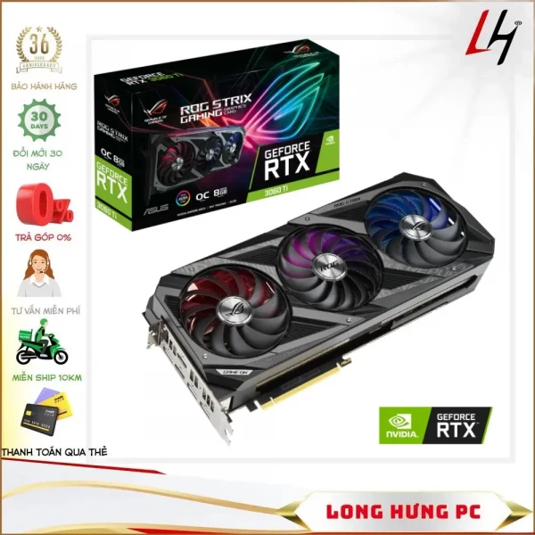 VGA ASUS ROG STRIX RTX 3060 Ti OC 8GB (8GB GDDR6, 256-bit, HDMI +DP, 1x8-pin)