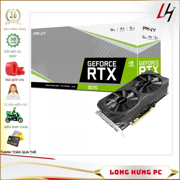 VGA PNY GeForce RTX 3070 8GB UPRISING DUAL FAN (8GB GDDR6, 256-bit, HDMI+DP, 2x8-pin)