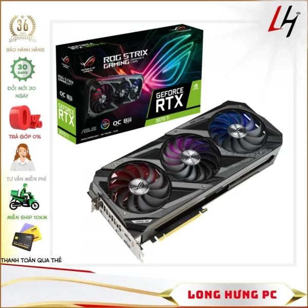 VGA Asus Rog Strix RTX 3070 Ti OC Gaming 8G (8GB GDDR6X, 256-bit, HDMI +DP, 3x8-pin)