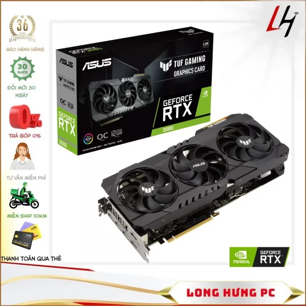 VGA ASUS TUF GAMING GeForce RTX 3080 OC 12GB (12GB GDD6X, 384-bit, HDMI +DP, 2x8-pin)