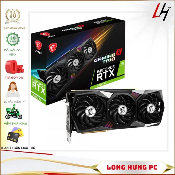 VGA MSI Geforce RTX 3090 Ti GAMING X TRIO (24GB GDD6X, 384-bit, HDMI +DP, 1x16-pin)