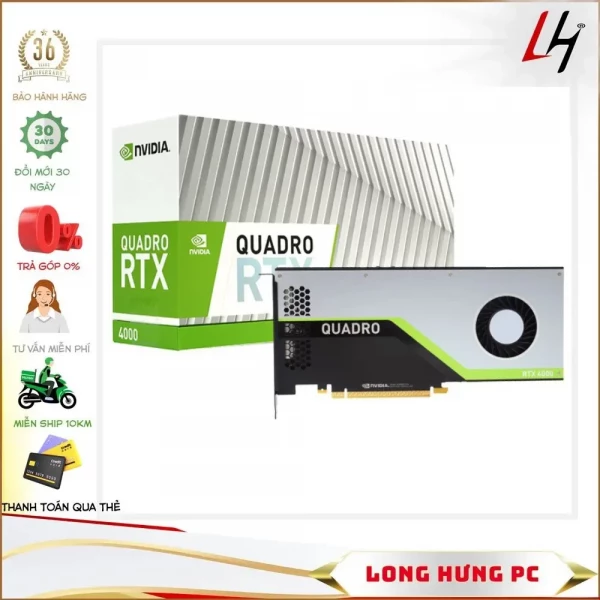 VGA Nvidia Quadro RTX 4000 8GB (8GB GDDR6, 256-bit, DP)