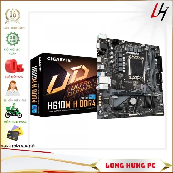 Main Gigabyte H610M-H (Intel H610, Socket 1700, m-ATX, 2 khe RAM DDR4)