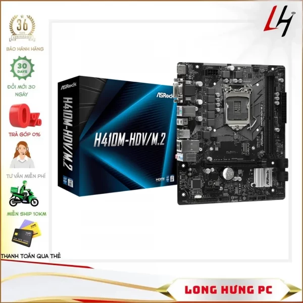 Main ASROCK H410M-HDV/M.2 (Intel H410, Socket 1200, m-ATX, 2 khe Ram DDR4)