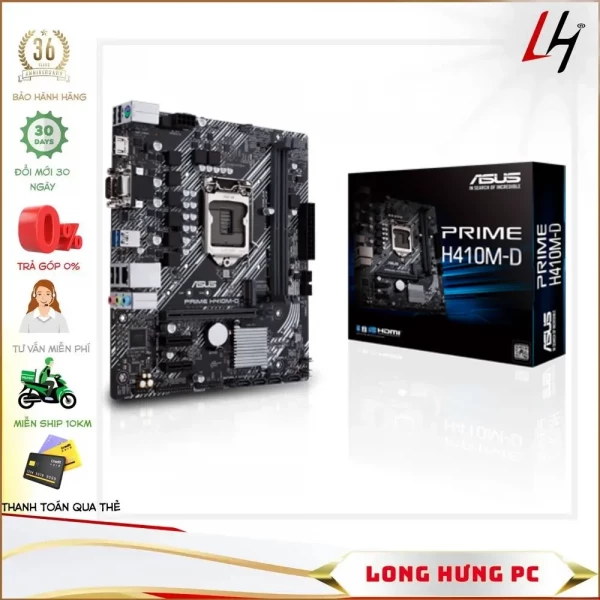 Main ASUS PRIME H410M-D (Intel H410, Socket 1200, m-ATX, 2 khe Ram DDR4)