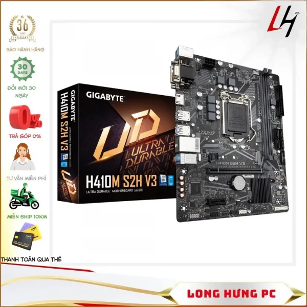 Main Gigabyte H410M-S2H V3 (Intel H510, Socket 1200, m-ATX, 2 khe Ram DDR4)