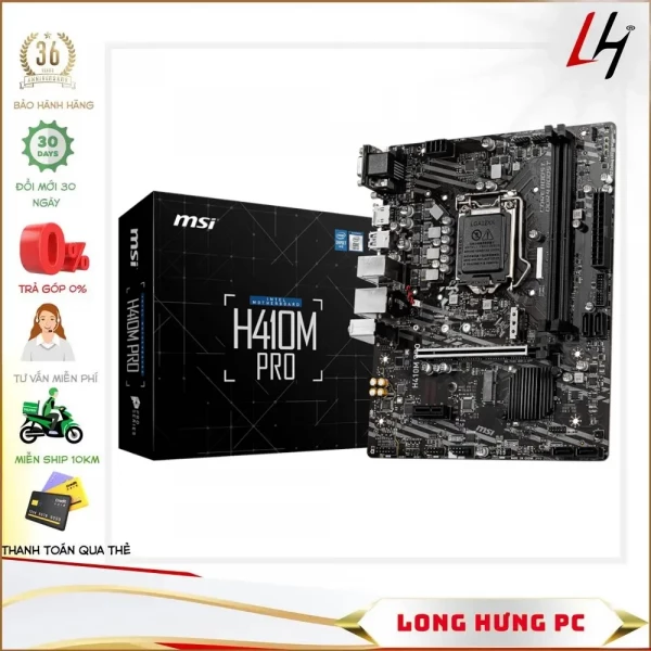 Main MSI H410M PRO (Intel H410, Socket 1200, m-ATX, 2 khe RAM DDR4)