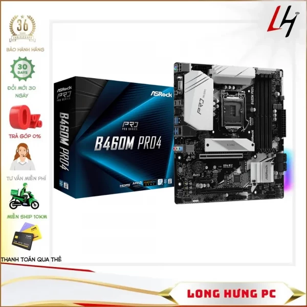 Main ASROCK B460M PRO4 (Intel B460, Socket 1200, m-ATX, 4 khe Ram DDR4)