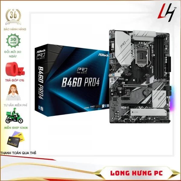 Main ASROCK B460 PRO4 (Intel B460, Socket 1200, ATX, 4 khe Ram DDR4)