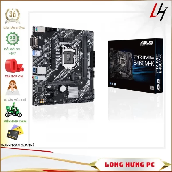 Main ASUS PRIME B460M-K (Intel B460, Socket 1200, m-ATX, 2 khe Ram DDR4)