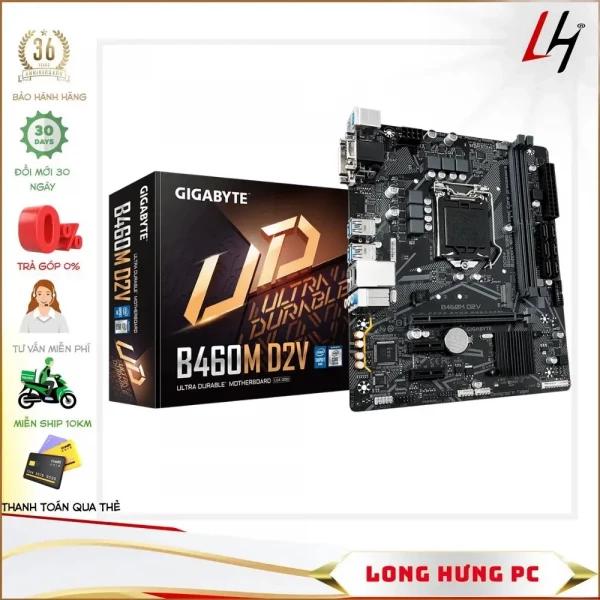 Main Gigabyte B460M D2V (Intel B460, Socket 1200, m-ATX, 2 khe RAM DDR4)