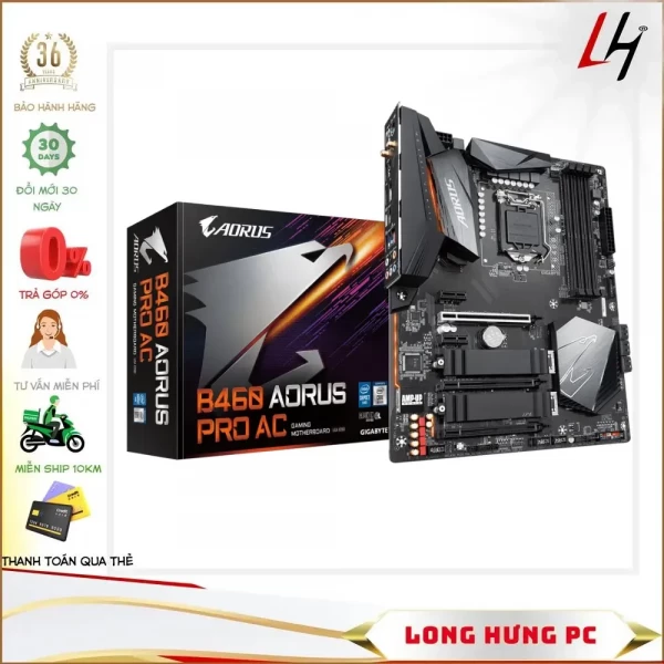 Main Gigabyte B460 AORUS PRO AC (Intel B460, Socket 1200, m-ATX, 4 khe RAM DDR4)