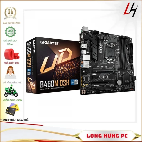 Main Gigabyte B460M D3H (Intel B460, Socket 1200, m-ATX, 4 khe Ram DDR4)