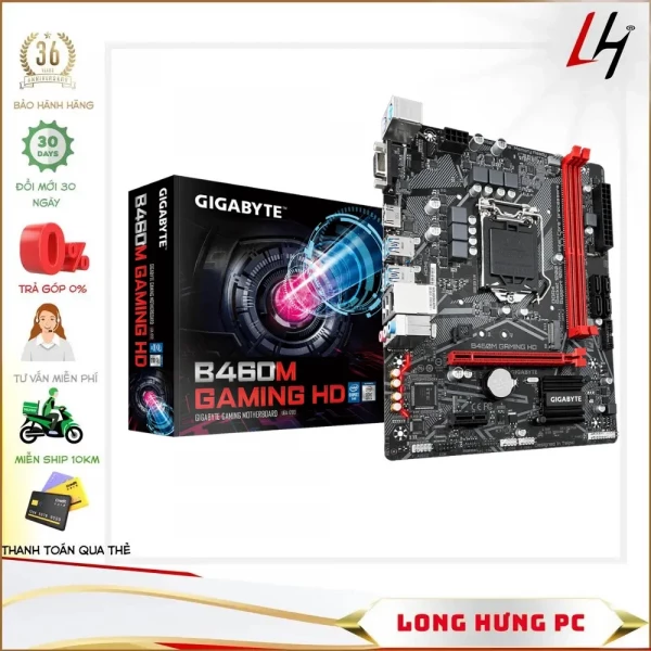 Main Gigabyte B460M GAMING HD (Intel B460, Socket 1200, m-ATX, 2 khe RAM DDR4)